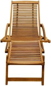 Leżak tarasowy z podnóżkiem, lite drewno akacjowe