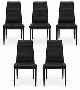 INSPIRO CH-3 zestaw 5 czarnych krzeseł do jadalni, , metalowe nogi
