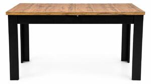 Stół rozkładany INSPIRO C-2, wymiary 120–160 × 80 cm, blat z drewna dębowego Wotan, nogi czarne