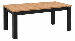 Stół rozkładany INSPIRO C-14, wymiary 160–200 × 90 cm, blat z drewna dębowego w wykończeniu Artisan, nogi czarne