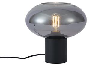 Designerska lampa stołowa czarna z przydymionym szkłem - Umbrella