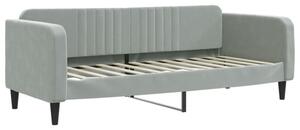 Sofa z funkcją spania, jasnoszara, 80x200 cm, obita aksamitem