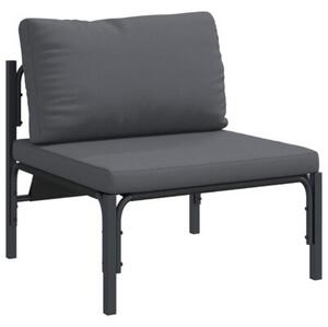 Nowoczesny zestaw sof ogrodowych z poduszkami - czarny, modułowy, elegancki