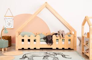 Drewniane łóżko dziecięce domek z płotem - Stires