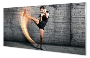 Szkło do Kuchni na Ścianę Kobieta Trenująca Fitness