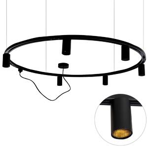 Nowoczesny wiszący system oświetlenia szynowego z 6 czarnymi reflektorami jednofazowymi GU10 50 mm - Iconic Ruby Honey Oswietlenie wewnetrzne