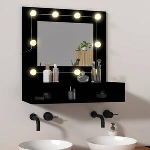 Szafka z lustrem i oświetleniem LED, czarna, 60x31,5x62 cm