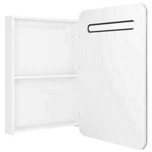 Szafka łazienkowa z lustrem i LED, biel z połyskiem 60x11x80 cm