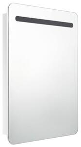 Szafka łazienkowa z lustrem i LED, biel z połyskiem 60x11x80 cm