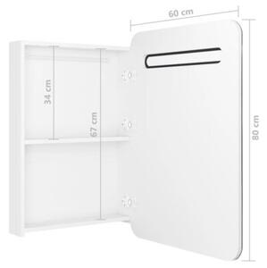 Szafka łazienkowa z lustrem i LED, biel z połyskiem 60x11x80 cm