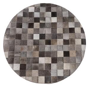 Okrągły dywan skóra bydlęca krótkie włosie patchwork szary Bergama Beliani