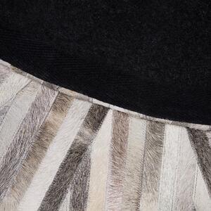 Okrągły skórzany dywan patchworkowy tkany ręcznie ø140 cm szary do salonu Simav Beliani