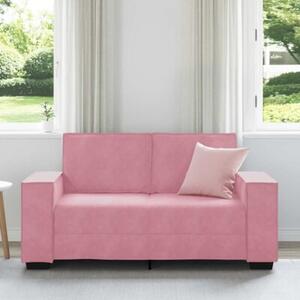 Sofa 2-osobowa, rÃ³Å¼owy, 160x78x84 cm, tapicerowana aksamitem