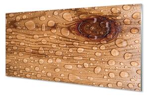 Szklany Panel Krople na Naturalnym Drewnie