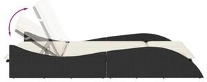 Leżanka z poduszkami, czarna, 114x205x73 cm, polirattan