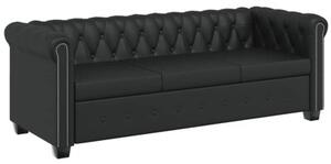 Zestaw sof typu chesterfield: 2- i 3-osobowa, eko-skÃ³ra, czarne