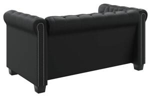 Zestaw sof typu chesterfield: 2- i 3-osobowa, eko-skÃ³ra, czarne