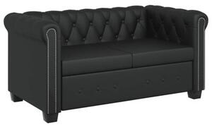 Zestaw sof typu chesterfield: 2- i 3-osobowa, eko-skÃ³ra, czarne