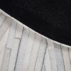 Okrągły skórzany dywan patchworkowy tkany ręcznie ø140 cm biały do salonu Simav Beliani