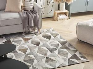 Prostokątny dywan skórzany 160 x 230 cm abstrakcyjny wzór do salonu szary Alaka Beliani