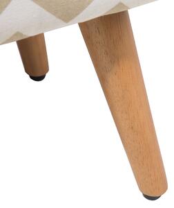 Retro stołek podnóżek bawełniany prostokątny zygzak drewniane nóżki brązowy Takoma Beliani