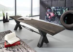 IRON LABEL Ławka #146 Akacja lakierowana + metal 180 cm
