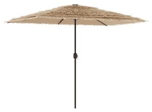 Parasol ogrodowy z LED, stalowy słupek, brązowy, 300x200x250 cm
