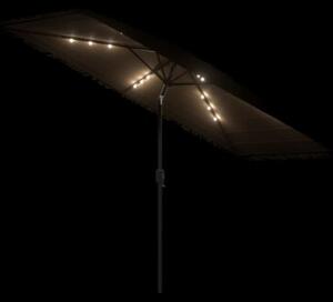 Parasol ogrodowy z LED, stalowy słupek, brązowy, 300x200x250 cm