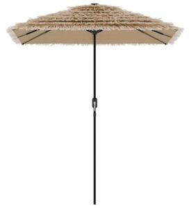 Parasol ogrodowy z LED, stalowy słupek, brązowy, 300x200x250 cm