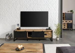 BLACKBURN Szafka RTV #101 Mango lakierowany / Czarny metal 200x45x55 cm