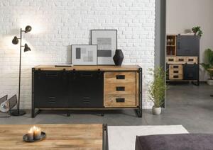 BLACKBURN Komoda #107 Mango lakierowane / Czarny metal 195x45x90 cm