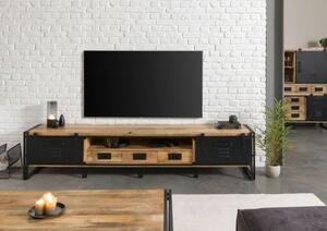 BLACKBURN Szafka RTV #553 Mango lakierowane / Czarny metal 260x45x55 cm
