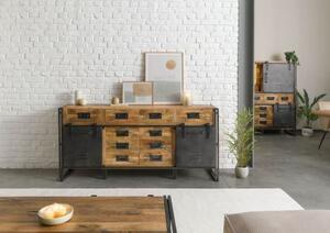 BLACKBURN Komoda #309 Mango lakierowane / Szary metal 195x45x90 cm