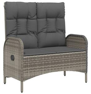 Rozkładana ławka ogrodowa, poduszki, 107 cm, rattan pe, szara