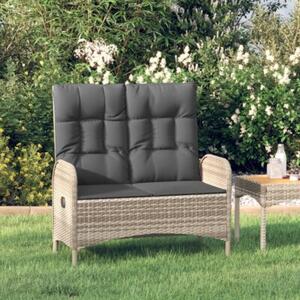 Rozkładana ławka ogrodowa, poduszki, 107 cm, rattan pe, szara