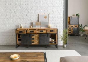 BLACKBURN Komoda #309 Mango lakierowane / Szary metal 195x45x90 cm