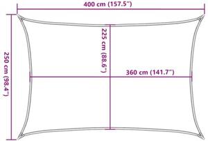 Żagiel przeciwsłoneczny, 160 g/m², jasnozielony, 2,5x4 m, hdpe