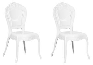 Zestaw 2 krzeseł do jadalni sztaplowane z wysokim oparciem białe Vermont Beliani