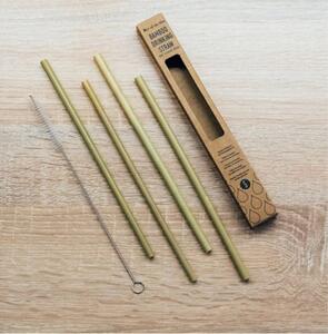 Zestaw słomek bambusowych ze szczotką, 5 szt