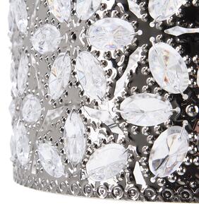 Lampa stołowa dekoracyjna lampka metalowy klosz kryształki srebrna Sajo L Beliani