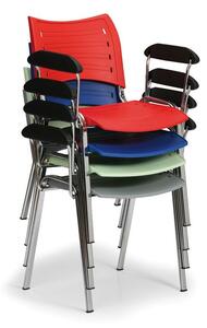 Krzesło plastikowe SMART - nogi chromowane z podłokietnikami, kolor zielony