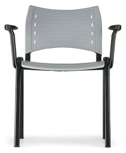 Krzesło plastikowe SMART - nogi chromowane z podłokietnikami, kolor czarny
