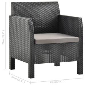 Krzesła ogrodowe z poduszkami, 2 szt., rattan pp, antracytowe