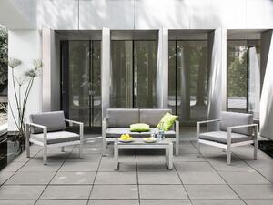 Fotel ogrodowy jasnoszary metalowy z wodoodpornymi poduszkami Salerno Beliani