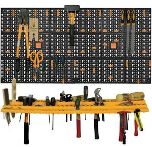 Tablica na narzędzia z tworzywa sztucznego z półką i 50 haczykami