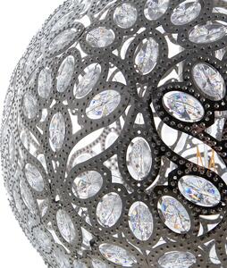 Metalowa lampa wisząca żyrandol kula kryształki srebrna Volta Beliani