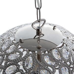 Metalowa lampa wisząca żyrandol kula kryształki srebrna Volta Beliani