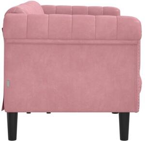 Sofa 3-osobowa, rÃ³Å¼owa, tapicerowana aksamitem
