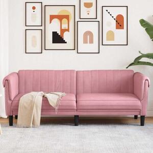 Sofa 3-osobowa, rÃ³Å¼owa, tapicerowana aksamitem
