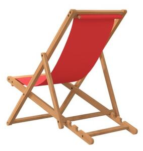Składany leżak plażowy, lite drewno tekowe, czerwony